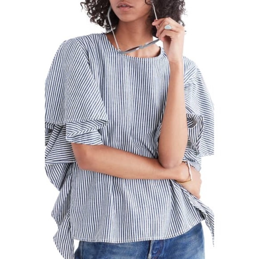 Madewell Striped Butterfly Sleeve Top